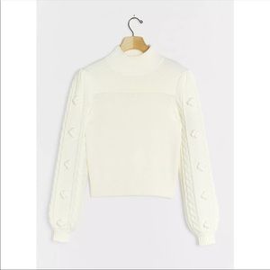 Anthropologie Maeve Kiara Textured Sweater Ivory S